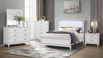 Lily Bedroom Set 5Pc in White by Global w/Options [GFBS-Lily White]