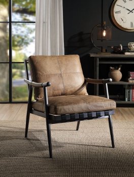 Anzan Accent Chair 59949 in Chestnut Top Grain Leather by Acme [AMAC-59949 Anzan]