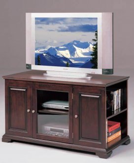 Espresso Finish Modern TV Stand w/Side Shelves