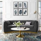 Enthusiastic Sofa in Gray Velvet Fabric by Modway