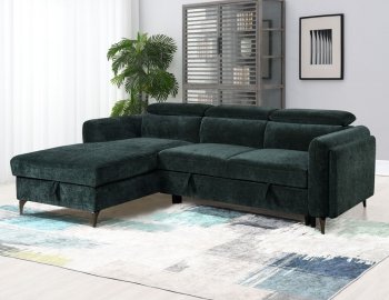 Zadok Sectional Sofa LV03180 in Green Chenille by Acme w/Sleeper [AMSS-LV03180 Zadok]
