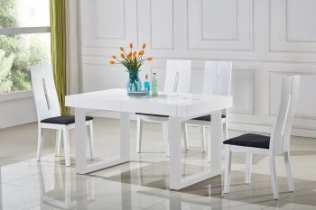 Laura Dining Table in White 6059 by At Home USA w/Options [AHUDS-6059 Laura White]