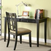 Rich Black Finish Desk w/Two Storage Drawers & Chair