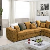 LCL-027 Sectional Sofa in Gold Velvet