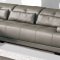 Grey Genuine Leather Sectional Sofa w/Adjustable Headrests