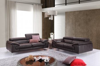 A973 Sofa in Coffee Premium Leather by J&M w/Options [JMS-A973 Coffee]