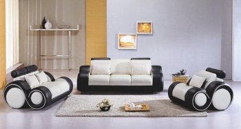 Two-Tone Black & White Leather 3Pc Modern Living Room Set [VGS-4088-Black-White]
