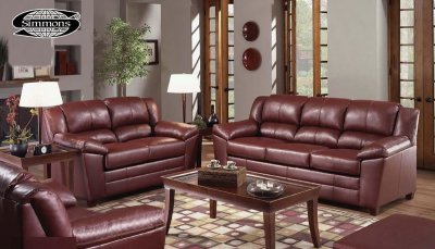 4955 Wine Bonded Leather Sofa & Loveseat Set by Just In Time