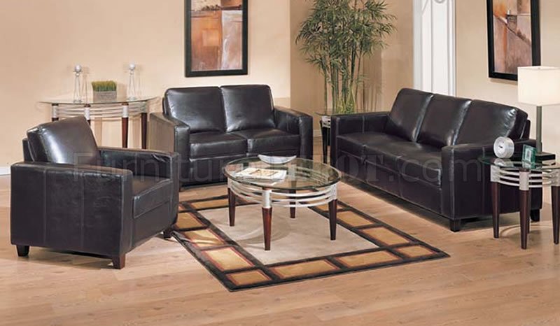 Dark Brown Contemporary Bonded Leather Living Room Sofa