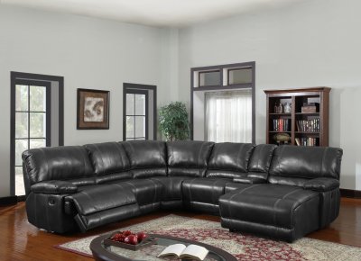 U1953 6pc Motion Sectional Sofa Black Bonded Leather by Global