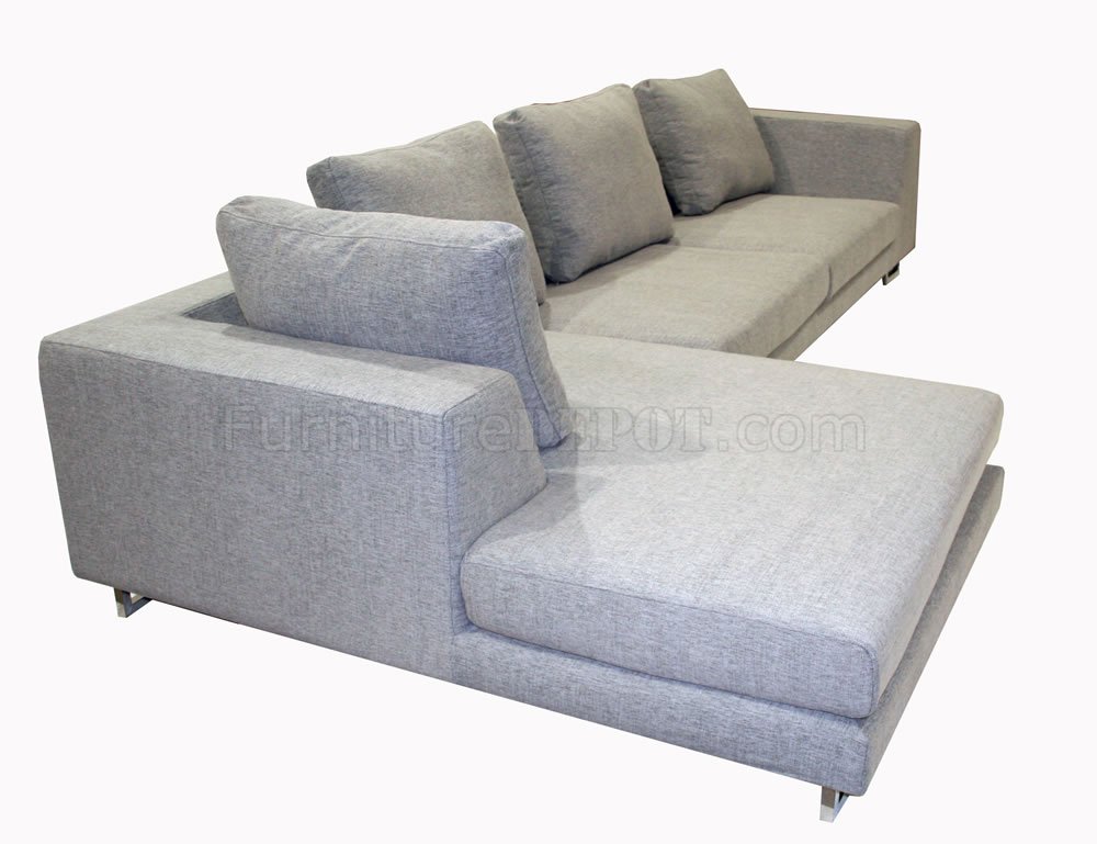 Grey Fabric Modern Sectional Sofa With