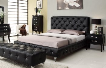 Maria Bed in Black Tufted Leatherette [AHUBS-Maria Black]