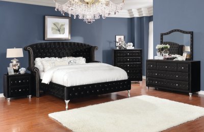 Deanna Bedroom 206101 in Black Velvet by Coaster w/Options