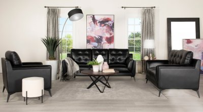 Moira Sofa 511131 in Black Leatherette by Coaster w/Options