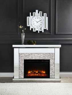 Laksha Electric Fireplace 90522 in Mirror by Acme