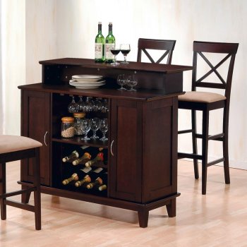 100218 Bar Unit in Deep Cappuccino by Coaster w/Optional Chairs [CRBF-100218]