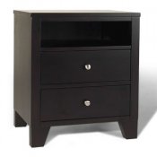 Dark Cappuccino Contemporary Set of 2 Two-Drawer Nightstands