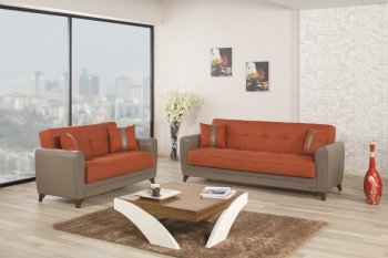 Bella Vista Sofa Bed in Orange Fabric by Casamode w/Options [CMSB-Bella Vista Prusa Orange]