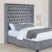 Rocori Upholstered Bed 306075 in Gray Velvet by Coaster