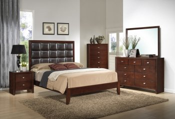 Carolina Bedroom 5Pc Set in Brown Cherry by Global w/Options [GFBS-Carolina Brown Cherry]