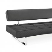 Black Bonded Leather Modern Sofa Bed w/Chrome Legs