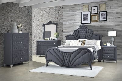 Dante Bedroom Set 5Pc 24230 in Gray Velvet by Acme w/Options