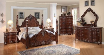 Luxor Traditional Style 5Pc Bedroom Set in Brown w/Options