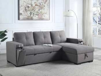 Jacop Sectional Sofa LV00969 Dark Gray Fabric by Acme w/Sleeper [AMSS-LV00969 Jacop]