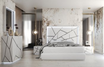 Gio Bedroom in White by ESF w/Options [EFBS-Gio White]