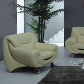 Beige Leather Living Room Set