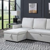 Hiltons Sectional Sofa LV00971 in Beige Fabric by Acme w/Sleeper