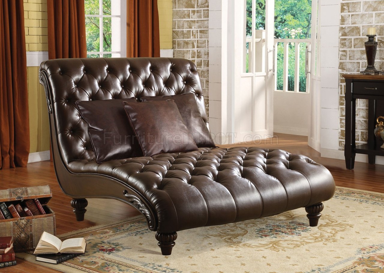 15035 Anondale Lounge Chaise W3 Pillows In Brown By Acme