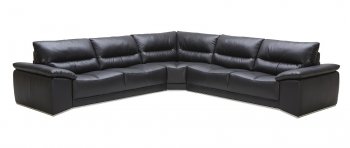 Romeo Sectional Sofa in Black Premium Leather by J&M [JMSS-Romeo]