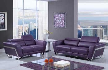 U7120 3Pc Sofa Set in Purple Bonded Leather by Global [GFS-U7120 Purple]