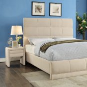 Cooper Upholstered Bed in Beige Linen Fabric w/Options