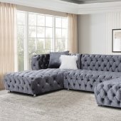 LCL-011 Sectional Sofa in Gray Velvet