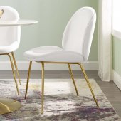 Scoop Dining Chair 3548 Set of 2 in White Velvet by Modway
