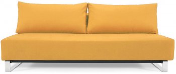 Basic Mustard Fabric Modern Sofa Bed w/Stainless Steel Legs [INSB-Reloader-Sleek-Mustard]