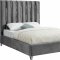 Enzo Upholstered Bed in Grey Velvet Fabric by Meridian