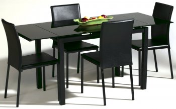 Black Glass Top Modern Dining Table w/Optional Chairs [CYDS-ESTELLE-DT]