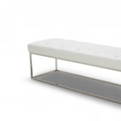 Chelsea Lux Bench White Eco Leather by J&M w/Chrome Steel Base