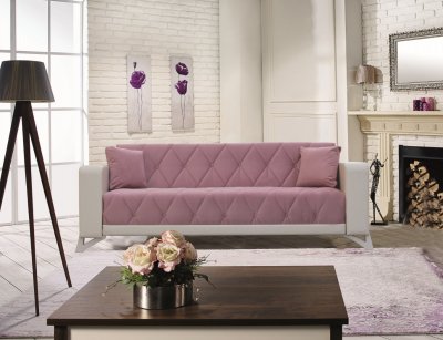Venedik Sofa Bed in Pink Fabric by Casamode w/Options