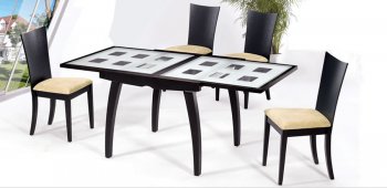 Wenge Finish Dinette With Decorative Glass Top [AEDS-C320DT - C109CH]