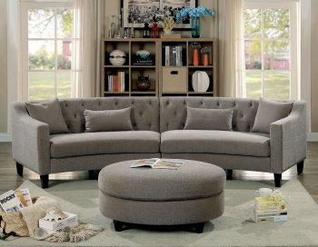 Sarin Sectional Sofa CM6370 in Gray Linen-Like Fabric w/Options [FASS-CM6370 Sarin]