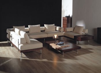 Modern Two-Tone Sectional Sofa in Microfiber w/Side Table [AWSS-Malibu]
