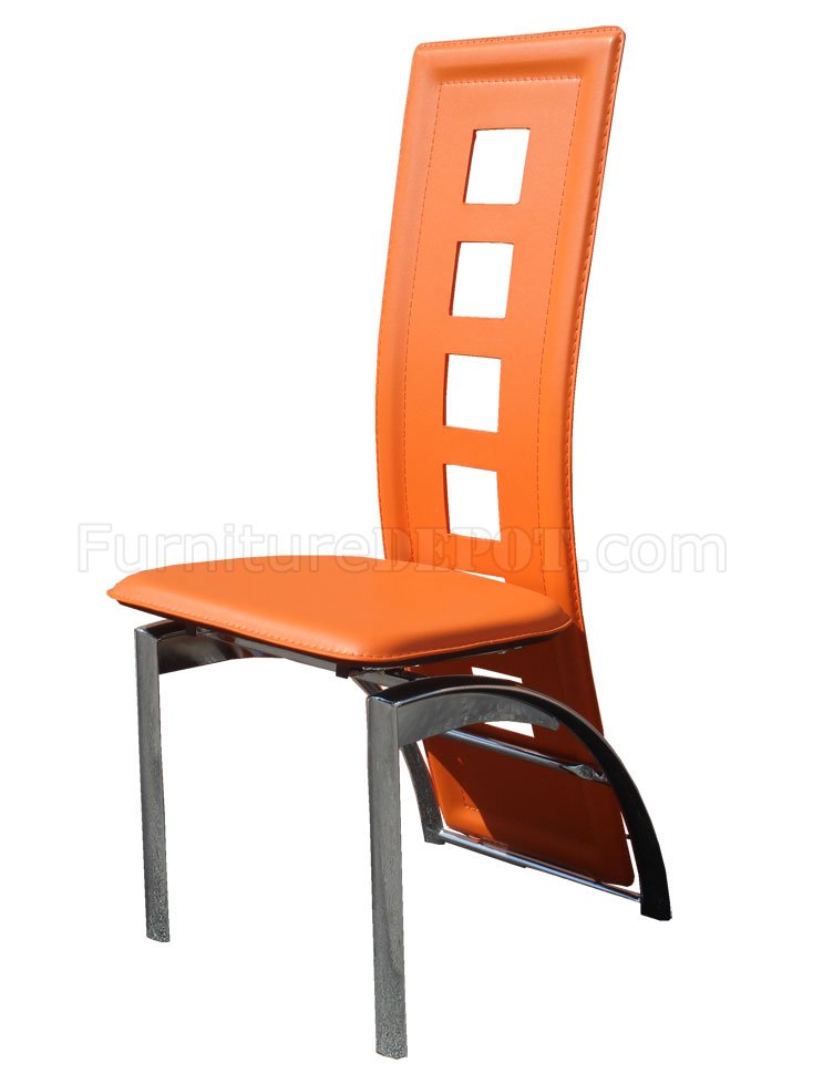 Set Of 4 Orange Bicast Contemporary, Modern Orange Dining Chairs