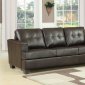 Brown Bonded Leather Modern Sofa w/Queen Size Sleeper