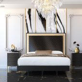Wave Bedroom in Dark Gray by ESF w/ Options