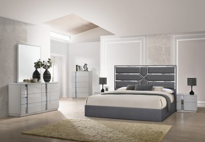 Da Vinci Bedroom Charcoal J&M w/Optional Palermo Gray Casegoods
