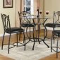 Glass Top & Black Metal Base 5Pc Counter Height Dining Set